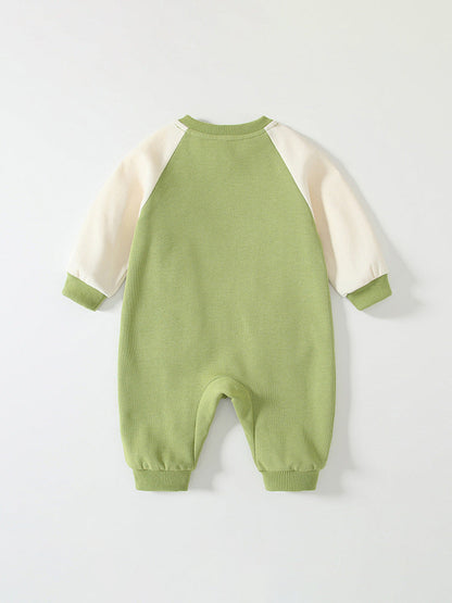 Spring Arrival Baby Cartoon Dragon Pattern Color Patchwork Romper