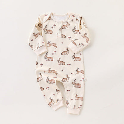 Autumn and Spring Arrival Baby Unisex Simple Animals Cartoon Pattern Long Sleeves Rompers