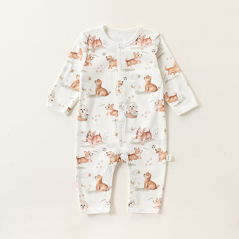 Autumn and Spring Arrival Baby Unisex Simple Animals Pattern Long Sleeves Rompers