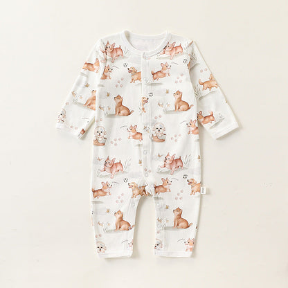 Autumn and Spring Arrival Baby Unisex Simple Animals Pattern Long Sleeves Rompers