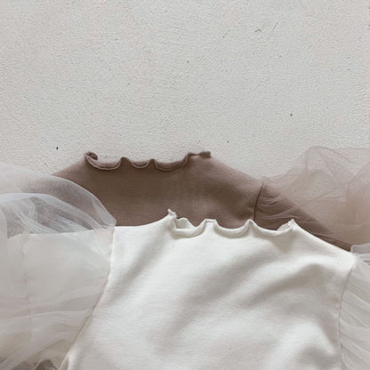 Baby Girl Mesh Tutu Skirt With Solid Top Dress In Spring