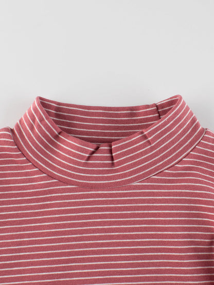 Autumn Baby Kids Girls Striped Long Sleeves Turtle Neck Top Pullover