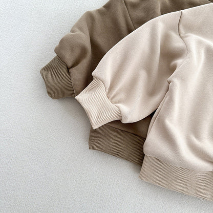 Arrival Kids Unisex Soft Comfortable Long Sleeves Solid Color Top Casual Pullover