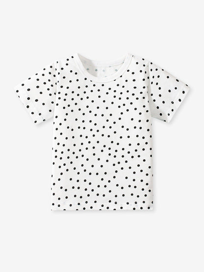 Girls’ Dots Cartoon Pattern Short Sleeves T-shirt in European and American Style for Summer