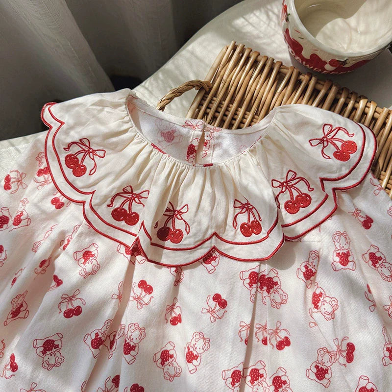 Arrival Autumn Girls Fruits and Cartoon Pattern Long Sleeves Dress