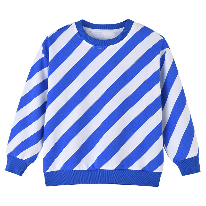 Baby Boy And Girl Striped Pattern Long Sleeve O-Collar Hoodies-3
