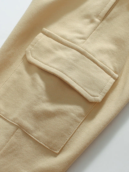 Spring And Autumn Boys Sling Bag Pattern Color Patchwork Long Sleeves Top Sweatshirt And Solid Color Pocketed Pants Clothing Set