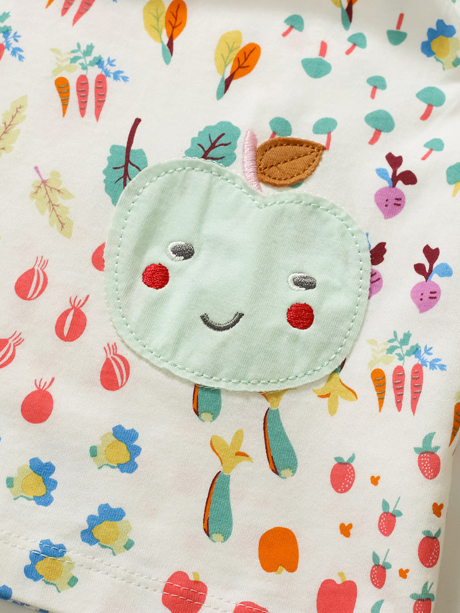 Spring And Summer Baby Girls Short Sleeves Vegetable Cartoon Collection Dress-3