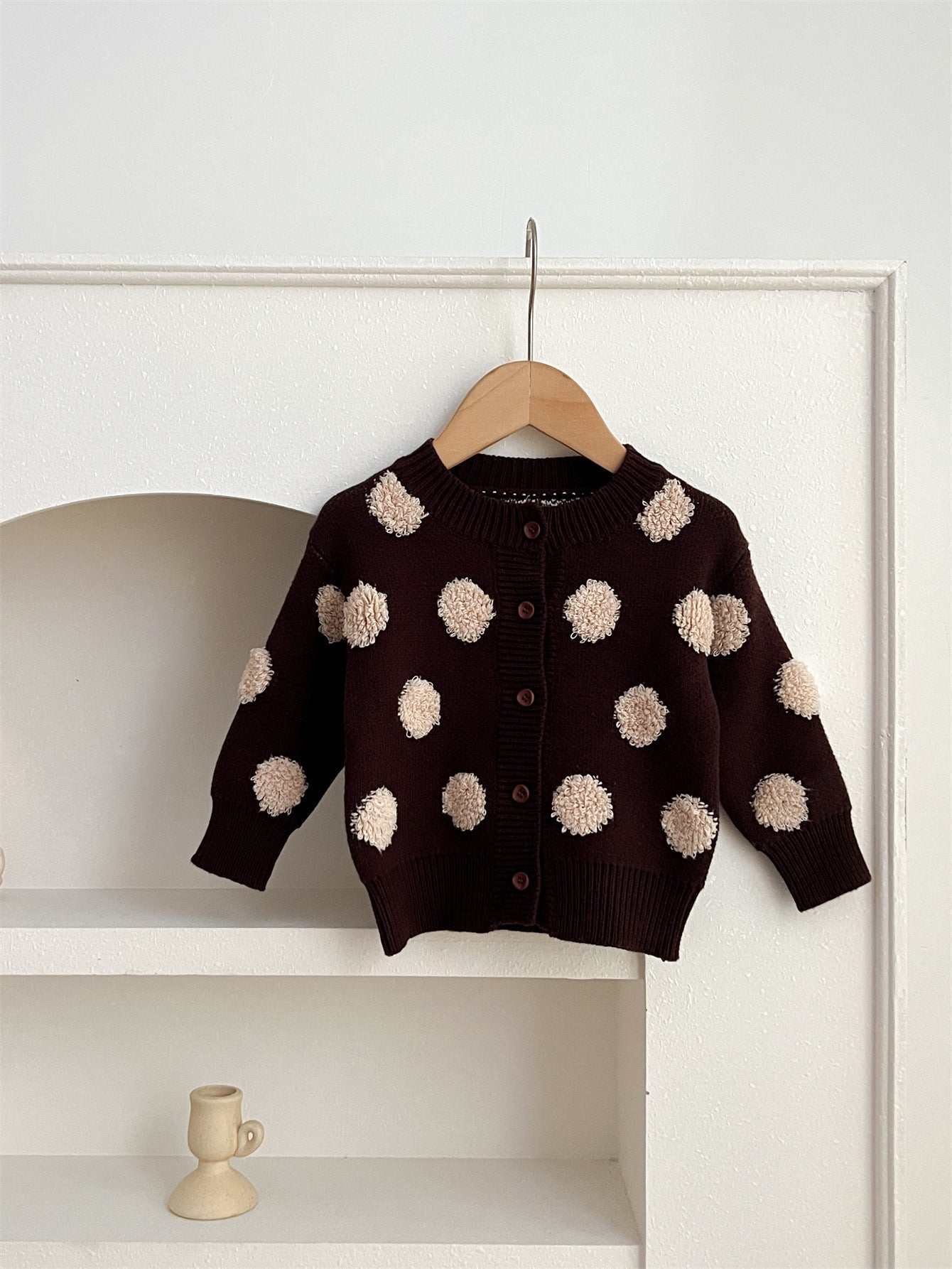 Children Polka Dots Knitted Cardigan For Spring Boys And Girls Sweater