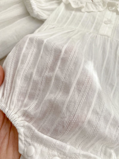 New Arrival Summer Girls Floral Embroidered Collar Short Sleeves Onesies