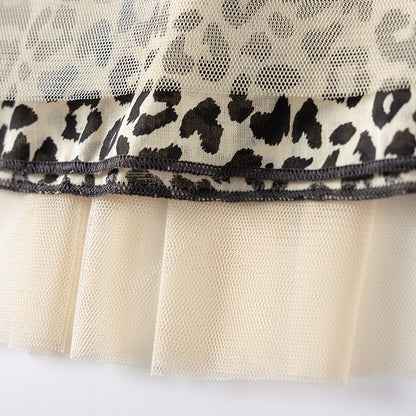 Autumn and Spring Arrival Princess Animals Pattern Long Sleeves Tulle Decorated Dress for Stylish Girls