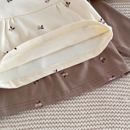 Spring and Autumn Baby Kids Girls Casual Floral Pattern Top and Pants Clothing Set