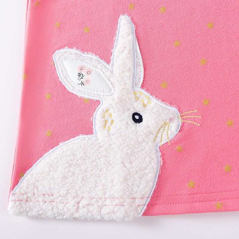 Autumn and Spring Arrival Stars and Animals Cartoon Pattern Long Sleeves Dress for Stylish Girls