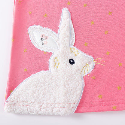 Autumn and Spring Arrival Stars and Animals Cartoon Pattern Long Sleeves Dress for Stylish Girls