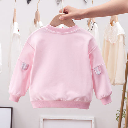 Baby Cartoon Bear Patched Graphic Kids Valentine’ Day Clothes Pullover Hoodies