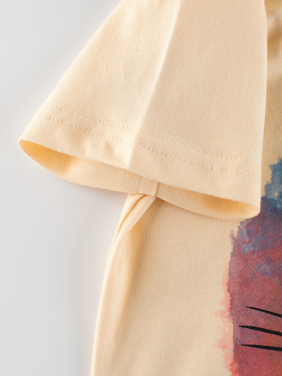 Boys Cartoon Colorful Lion Pattern T-Shirt In European And American Style-3