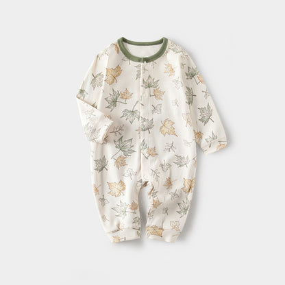 Spring Arrival Baby Unisex Long Sleeves Simple Pattern Rompers-3