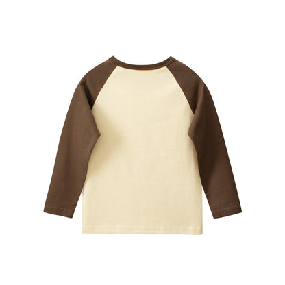 Autumn Baby Kids Boys Letters and Dinosaur Print Color Patchwork Long Sleeves Crew Neck Base Top Shirt-2