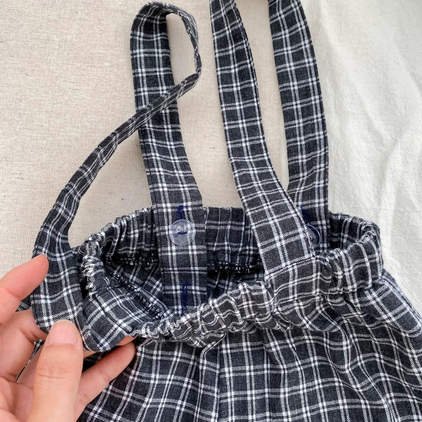 Spring and Autumn Baby Kids Boys Butterfly-bow Decorated Shirt and Sleeveless Plaid Strap Overalls Clothing Set