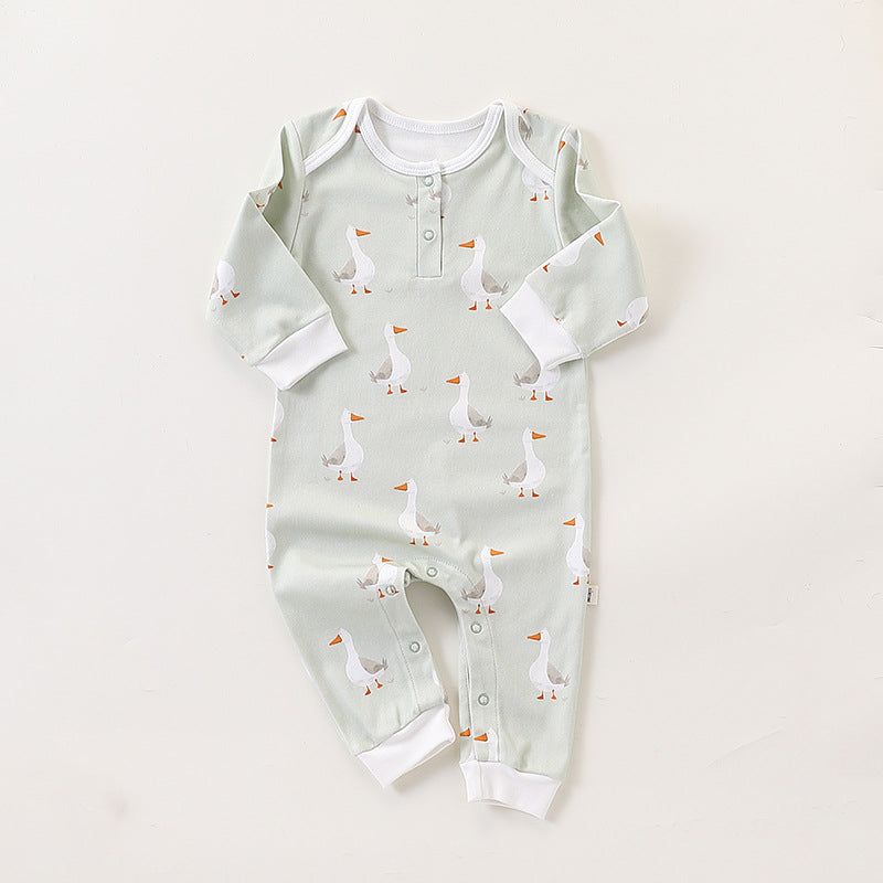 Autumn and Spring Arrival Baby Unisex Simple Animals Cartoon Pattern Long Sleeves Rompers