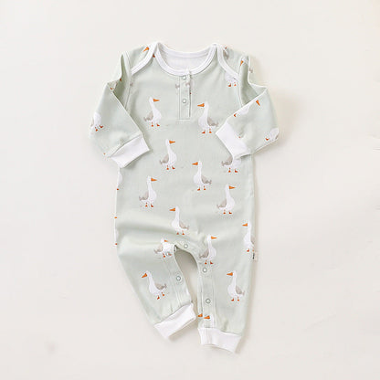 Autumn and Spring Arrival Baby Unisex Simple Animals Cartoon Pattern Long Sleeves Rompers