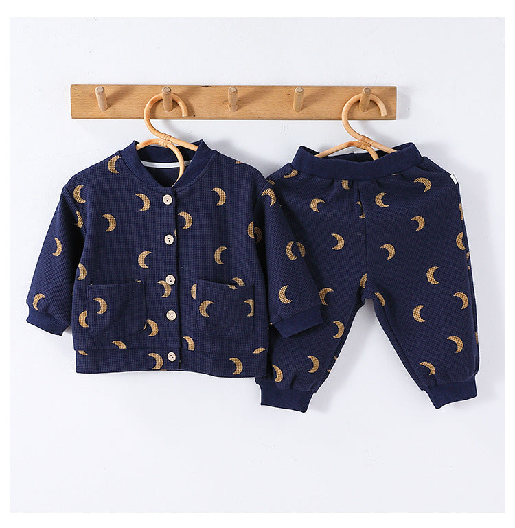 Arrival Spring Baby Kids Unisex Long Sleeves Simple Print Top and Long Trousers Clothing Set