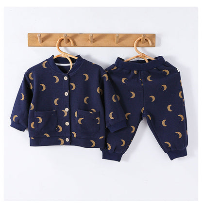 Arrival Spring Baby Kids Unisex Long Sleeves Simple Print Top and Long Trousers Clothing Set