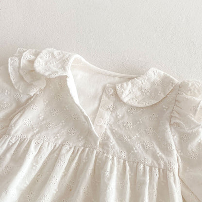 Spring Arrival Baby Girls Cute Floral Embroidered Pattern Long Sleeves