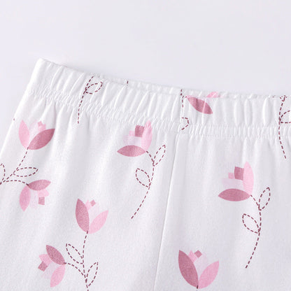 Spring and Autumn Girls Cute Rabbit Cartoon Pattern Long Sleeves Sweatshirt and Floral Pants Clothing Set-4