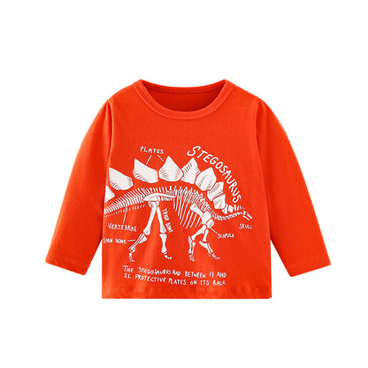 Baby Boy Cartoon Dinosaur Pattern Long Sleeve Cool Shirt