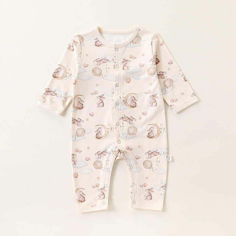 Autumn and Spring Arrival Baby Unisex Simple Animals Pattern Long Sleeves Rompers