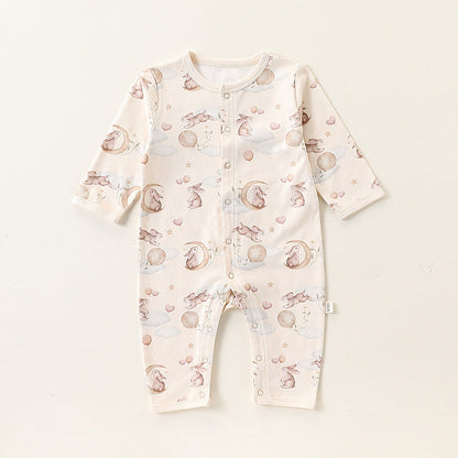 Autumn and Spring Arrival Baby Unisex Simple Animals Pattern Long Sleeves Rompers
