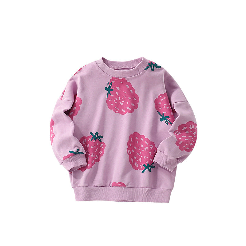 Fruits Pattern Long Sleeves Crew Neck Pullover for Stylish Girls-0