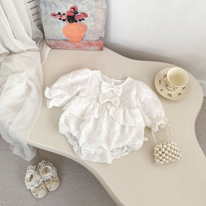 Spring Arrival Baby Girls Long Sleeves Floral Embroidered Bodysuits Onesies