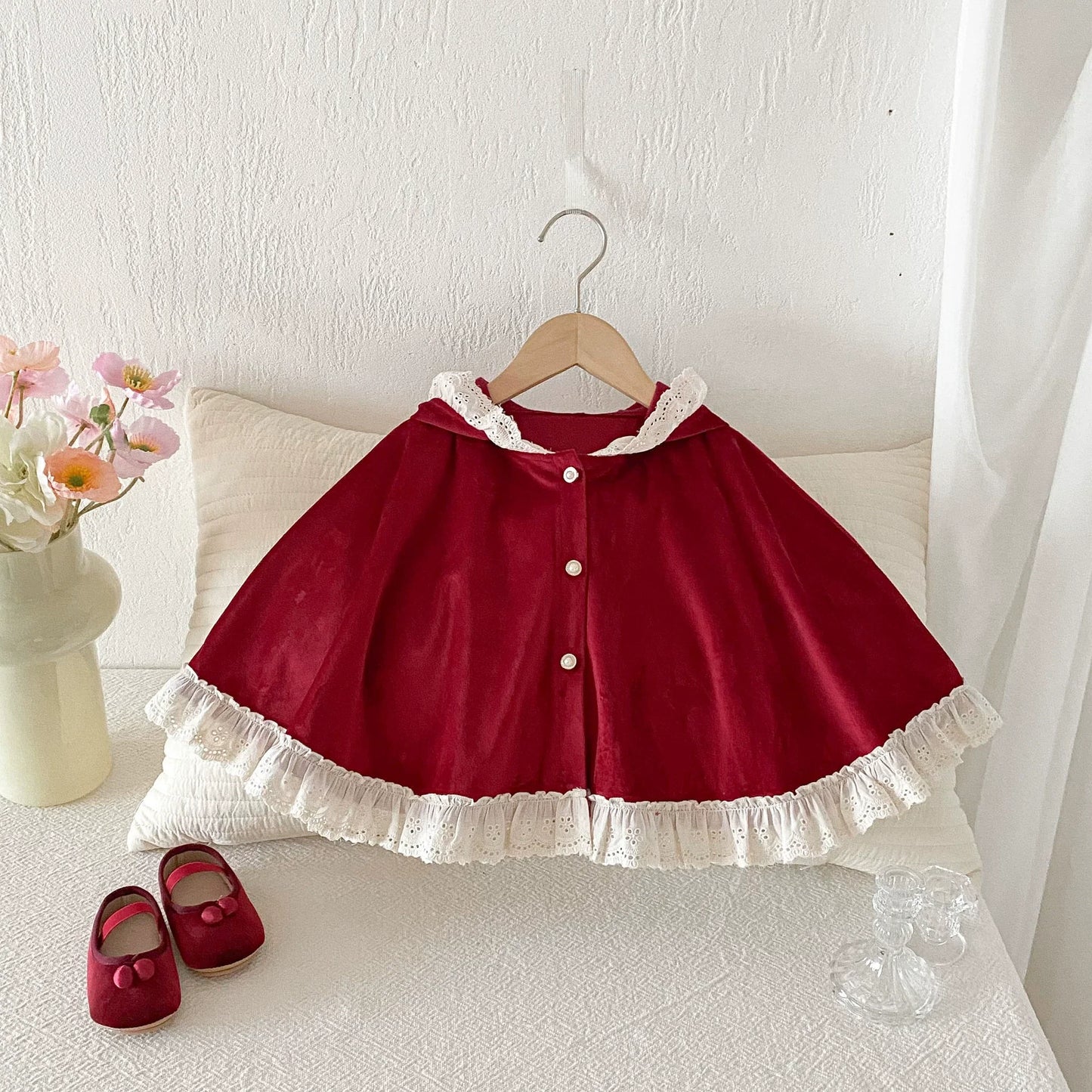 Autumn and Spring Baby Girl Color Patchwork Hollow-out Pattern Cape Popular Shawl-3