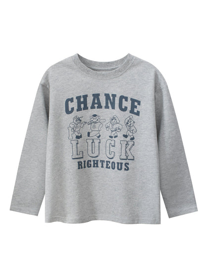 Autumn Arrival Kids Boys Letters and Cartoon Print Crew Neck Long Sleeves Shirt