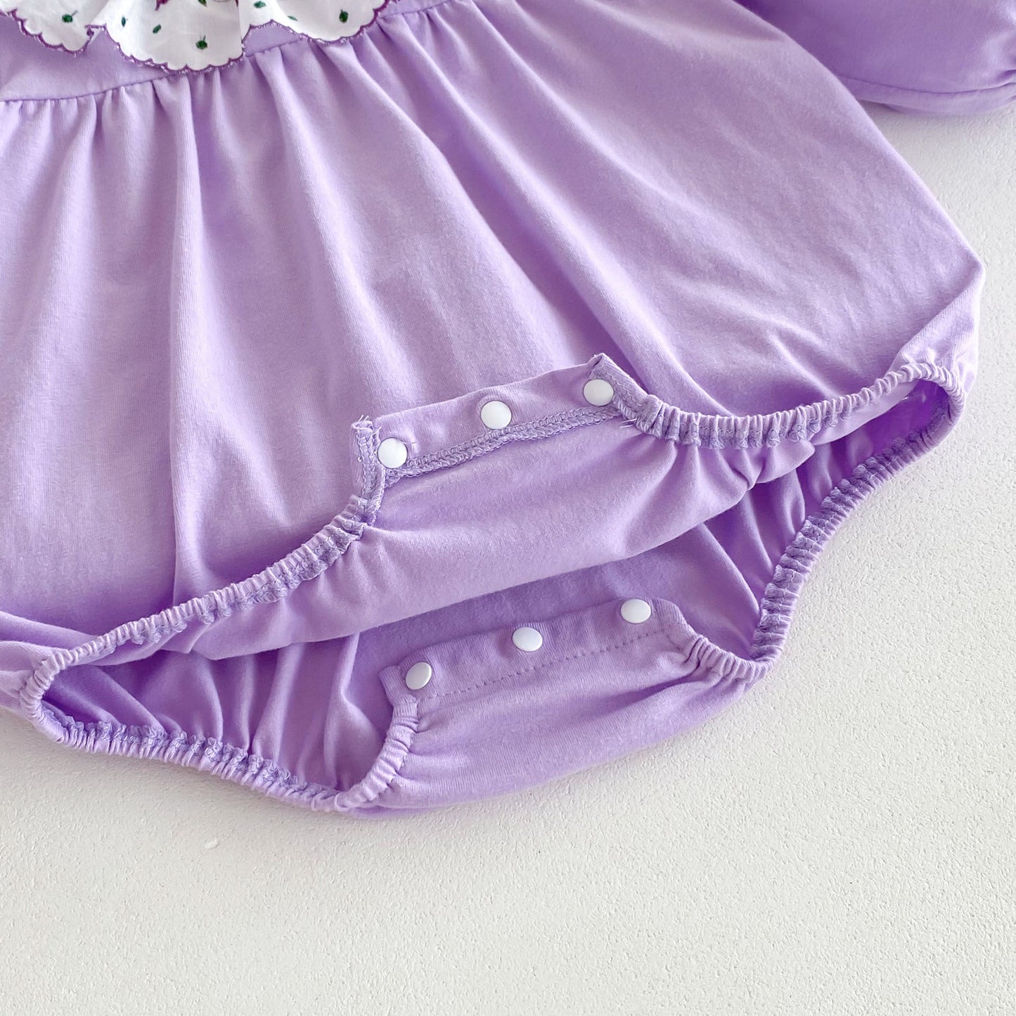 Autumn Arrival Baby Girls Long Sleeves Floral Print Collar Purple Onesies-3