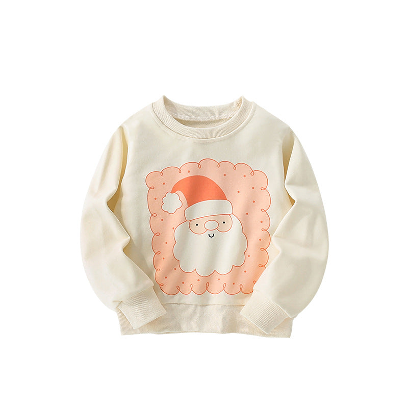 Autumn and Spring Arrival Christmas Cartoon Pattern Long Sleeves Pullover for Stylish Girls-0