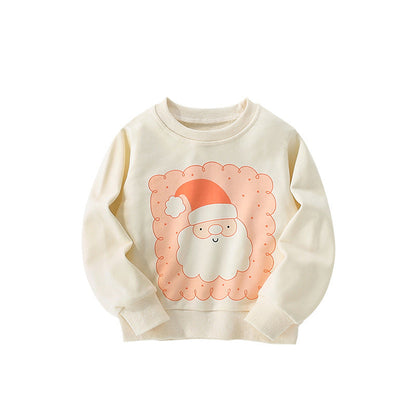 Autumn and Spring Arrival Christmas Cartoon Pattern Long Sleeves Pullover for Stylish Girls-0
