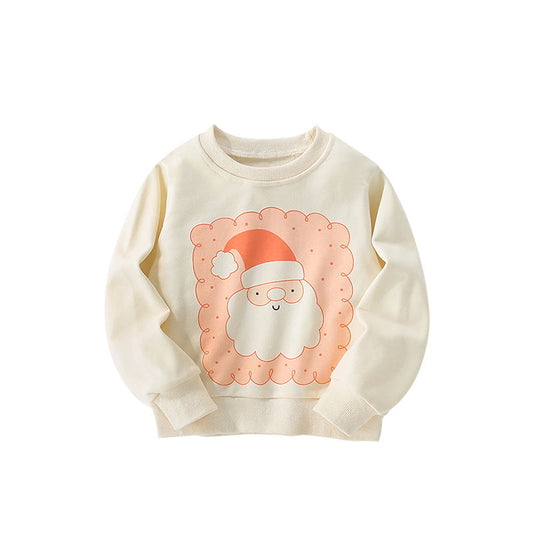 Autumn and Spring Arrival Christmas Cartoon Pattern Long Sleeves Pullover for Stylish Girls-0