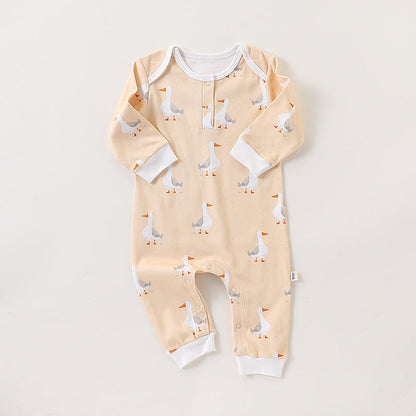 Autumn and Spring Arrival Baby Unisex Simple Animals Cartoon Pattern Long Sleeves Rompers