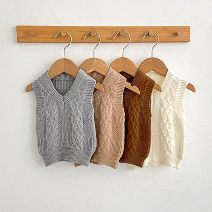 Autumn Arrival Baby Unisex Comfortable Jacquard Pattern Knitted Sleeveless Vest