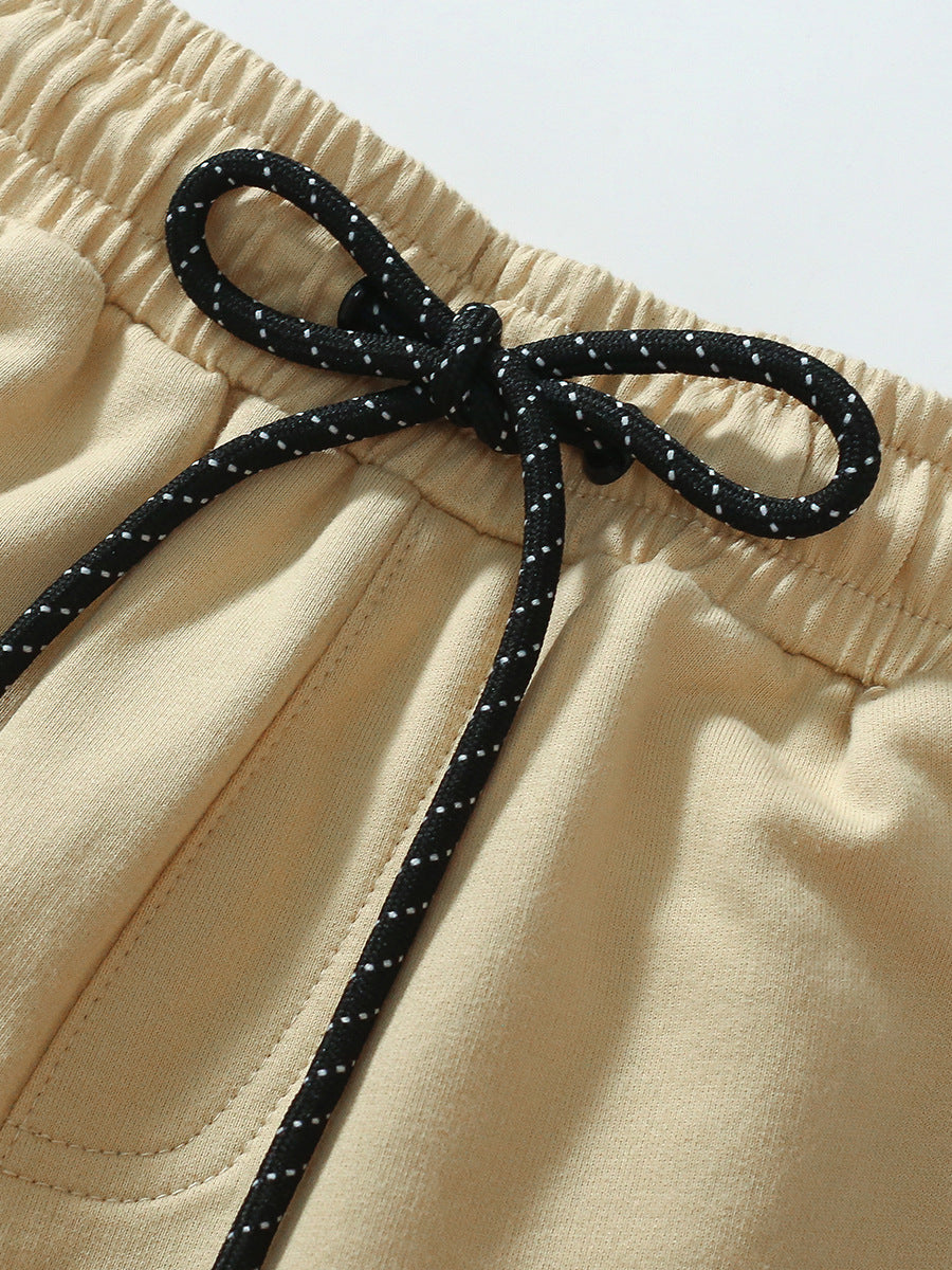 Spring And Autumn Boys Sling Bag Pattern Color Patchwork Long Sleeves Top Sweatshirt And Solid Color Pocketed Pants Clothing Set