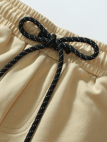 Spring And Autumn Boys Sling Bag Pattern Color Patchwork Long Sleeves Top Sweatshirt And Solid Color Pocketed Pants Clothing Set