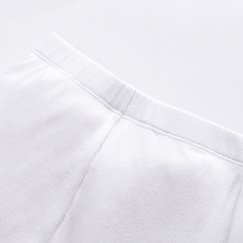 Spring and Autumn Girls Rabbits Cartoon Pattern Long Sleeves Sweatshirt and White Pants Clothing Set