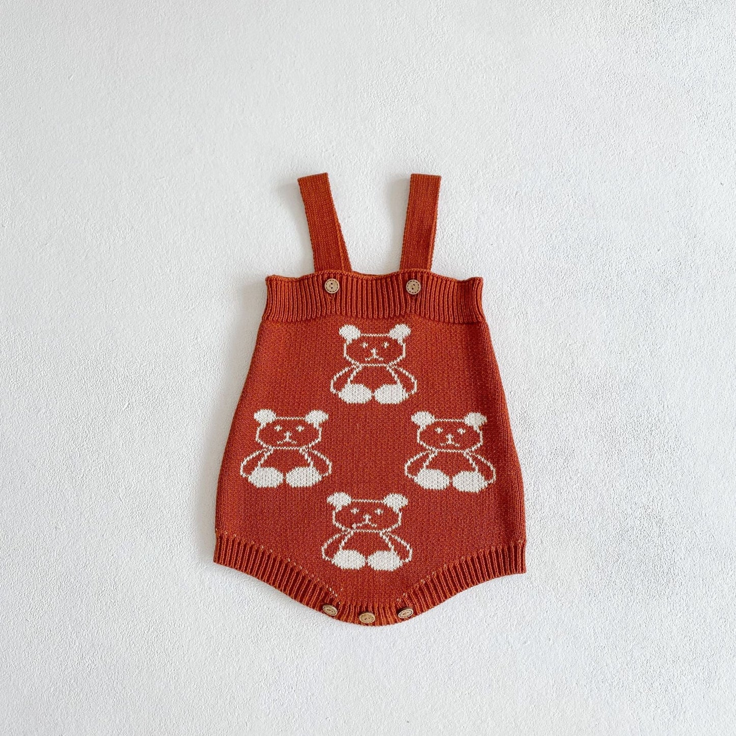 Baby Girl Cartoon Bear Embroidered Graphic Knitted Sleeveless Bodysuit & Cardigan 1-Pieces Sets