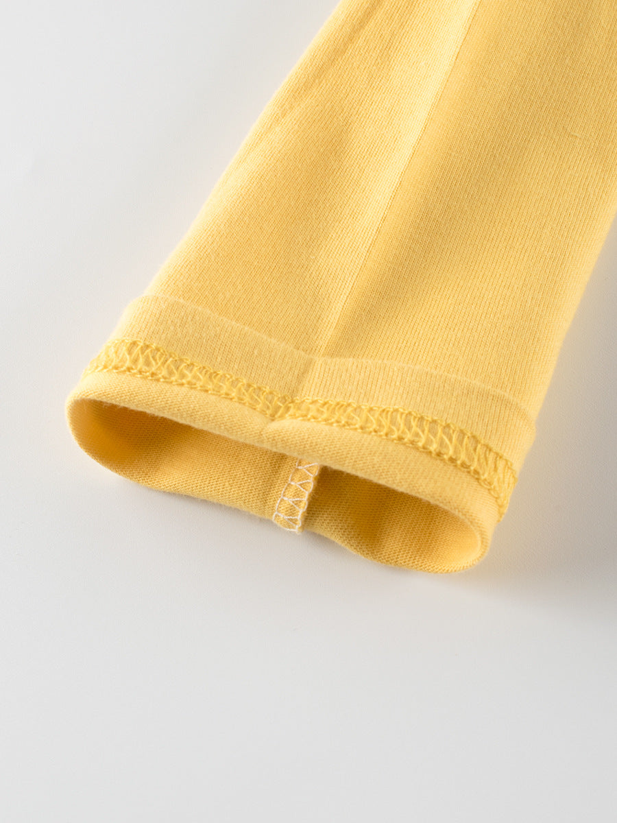 Arrival Kids Girls Cartoon Print Crew Neck Long Sleeves Color Patchwork Top-4