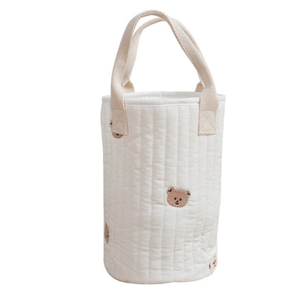 Baby Embroidered Pattern Baby Bottle Storage Mommy Handbag With Compartment
