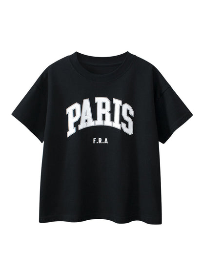Boys and Girls’ Letters Print T-shirt in European and American Style-2