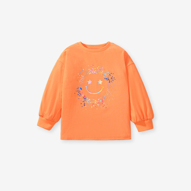 Arrival Autumn Girls’ Aesthetic Smiling Face Pattern Long Sleeves T-Shirt In European And American Style For Summer